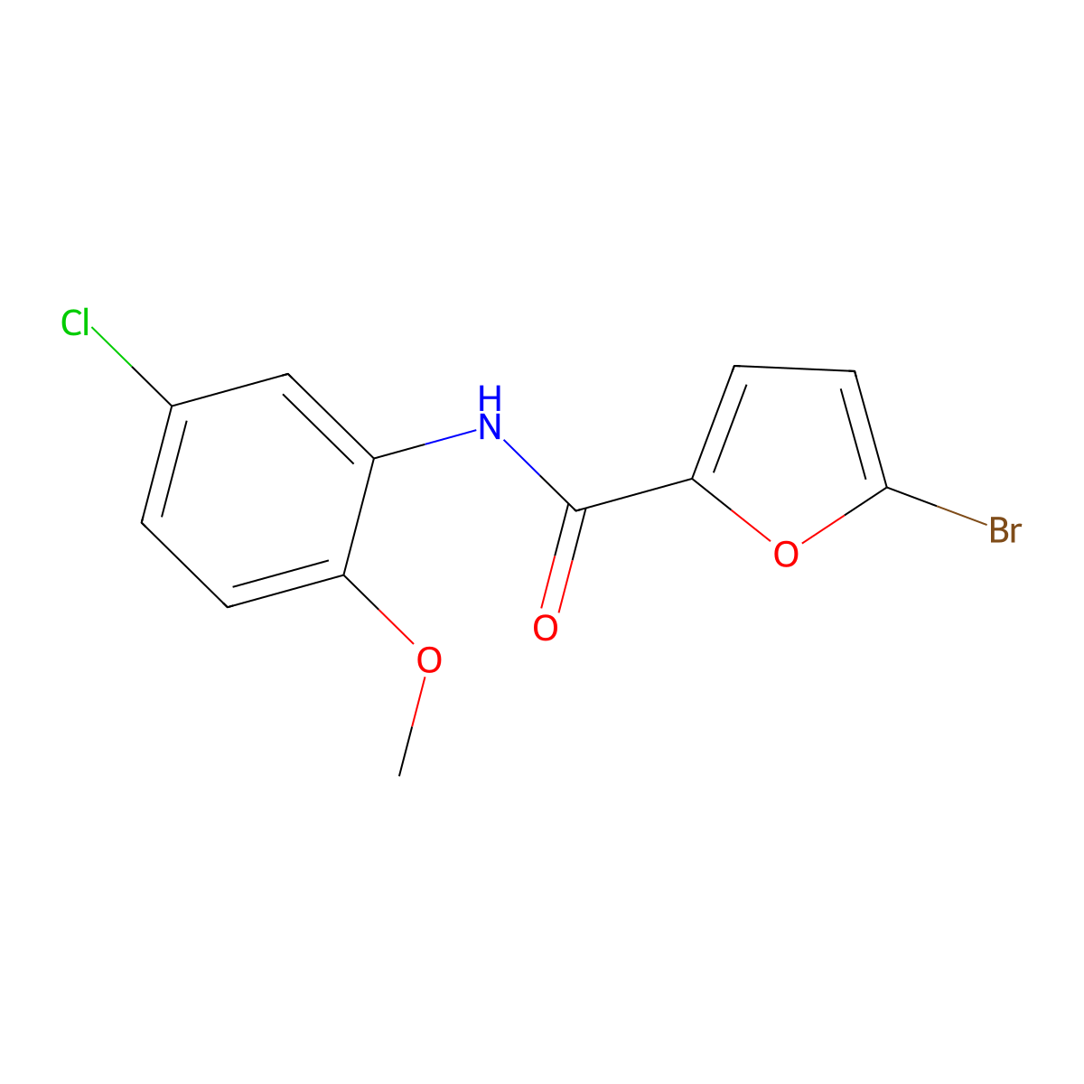 5-bromo-N-(5-chloro-2-methoxyphenyl)furan-2-carboxamide molecular structure, CAS 434301-64-1