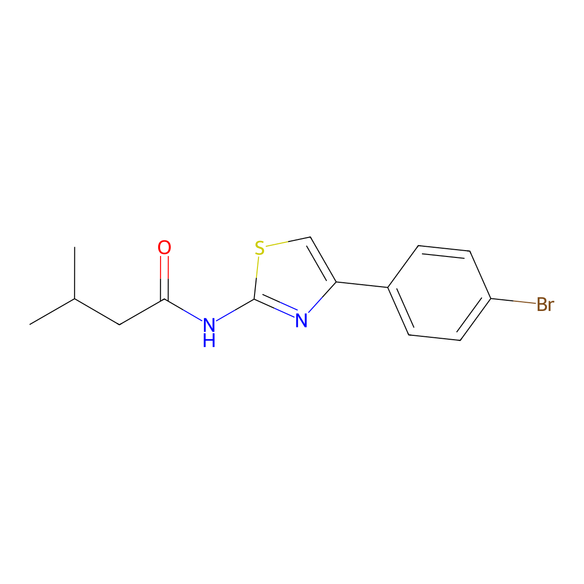 N-[4-(4-bromophenyl)-1,3-thiazol-2-yl]-3-methylbutanamide molecular structure, CAS 434301-69-6