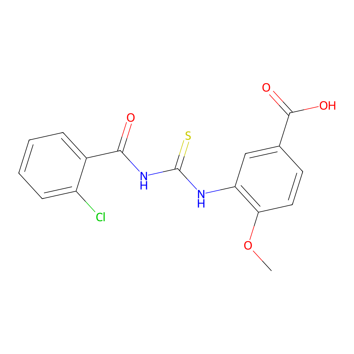 3-({[(2-Chlorophenyl)carbonyl]carbamothioyl}amino)-4-methoxybenzoic acid molecular structure, CAS 434301-92-5