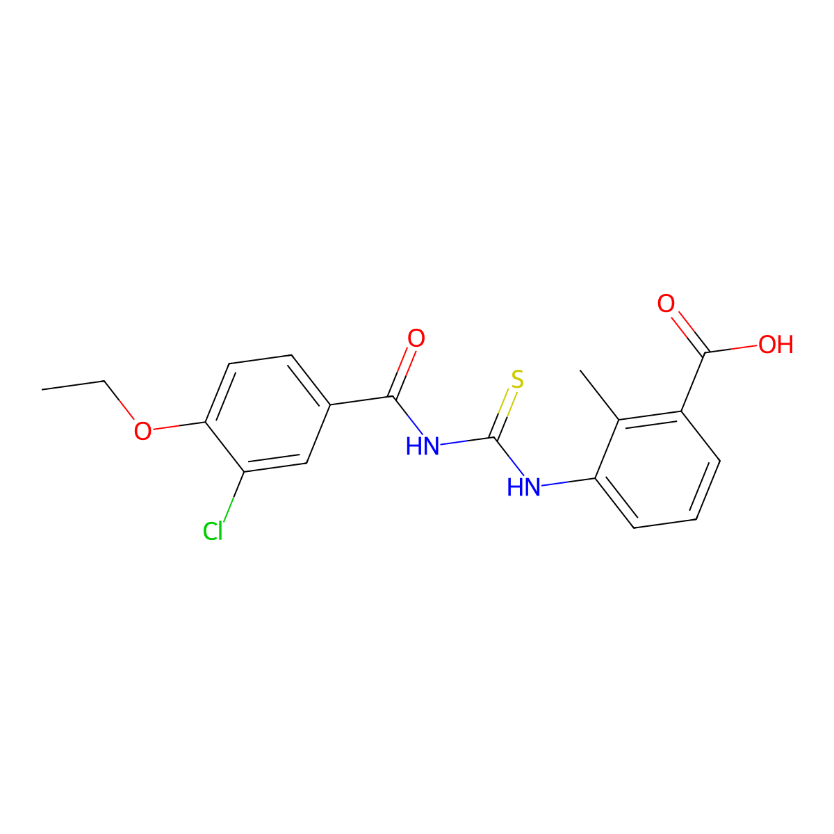 3-({[(3-Chloro-4-ethoxyphenyl)carbonyl]carbamothioyl}amino)-2-methylbenzoic acid molecular structure, CAS 434301-96-9