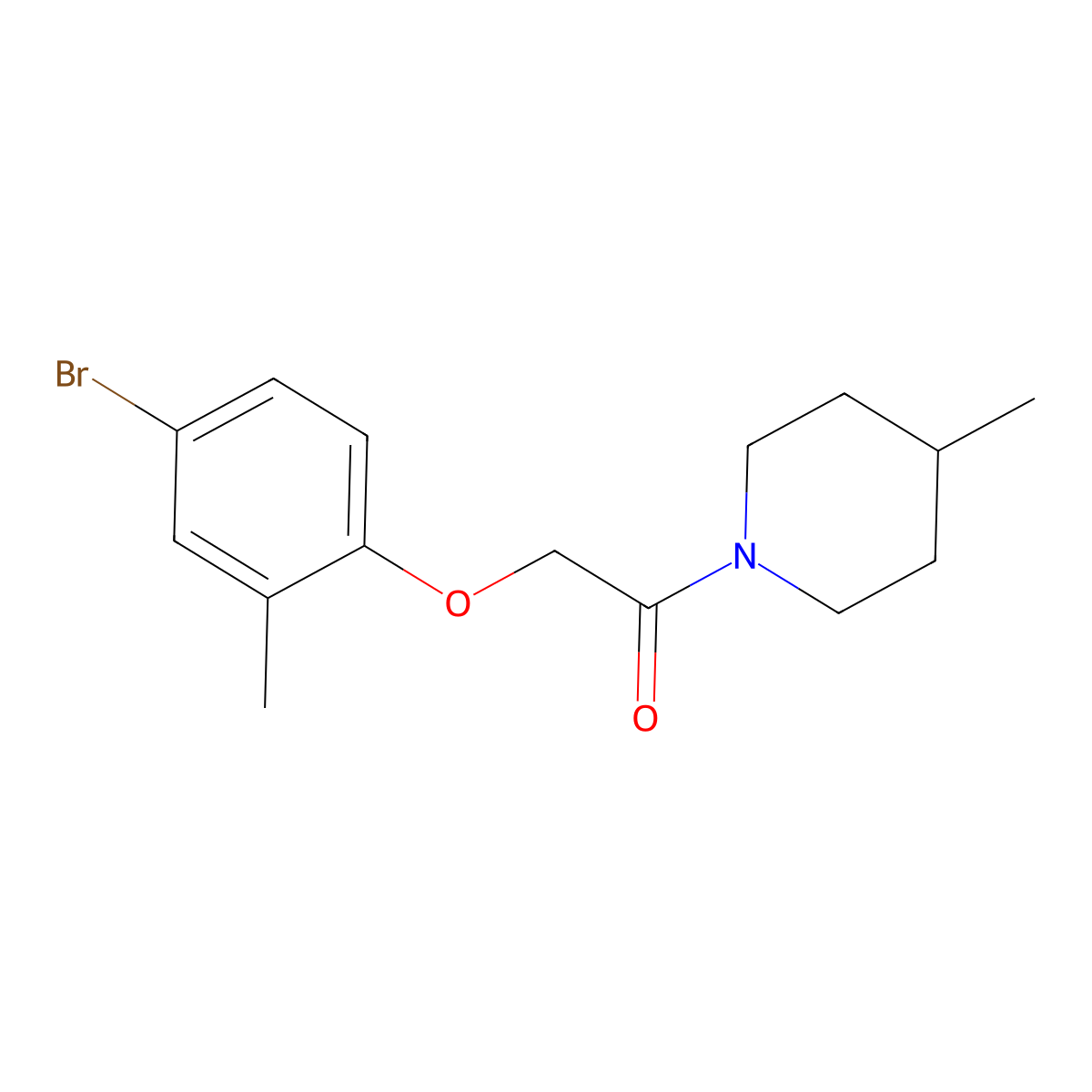 2-(4-Bromo-2-methylphenoxy)-1-(4-methylpiperidin-1-yl)ethanone molecular structure, CAS 434301-97-0
