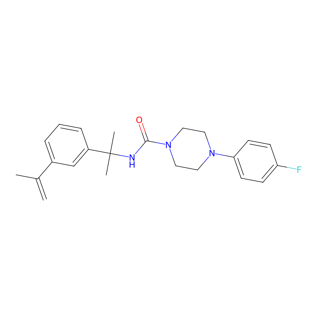 4-(4-fluorophenyl)-N-[2-(3-prop-1-en-2-ylphenyl)propan-2-yl]piperazine-1-carboxamide molecular structure, CAS 434302-20-2