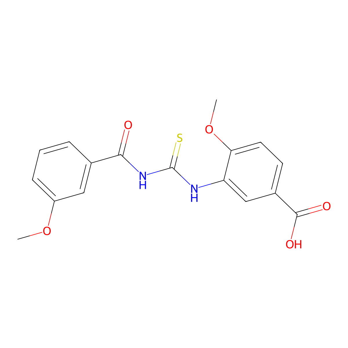 4-Methoxy-3-({[(3-methoxyphenyl)carbonyl]carbamothioyl}amino)benzoic acid molecular structure, CAS 434302-40-6