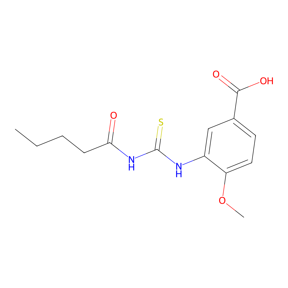 4-Methoxy-3-[(pentanoylcarbamothioyl)amino]benzoic acid molecular structure, CAS 434302-50-8