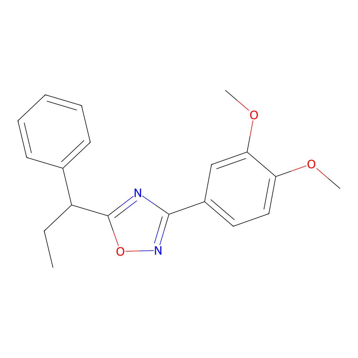 3-(3,4-Dimethoxyphenyl)-5-(1-phenylpropyl)-1,2,4-oxadiazole molecular structure, CAS 434302-69-9