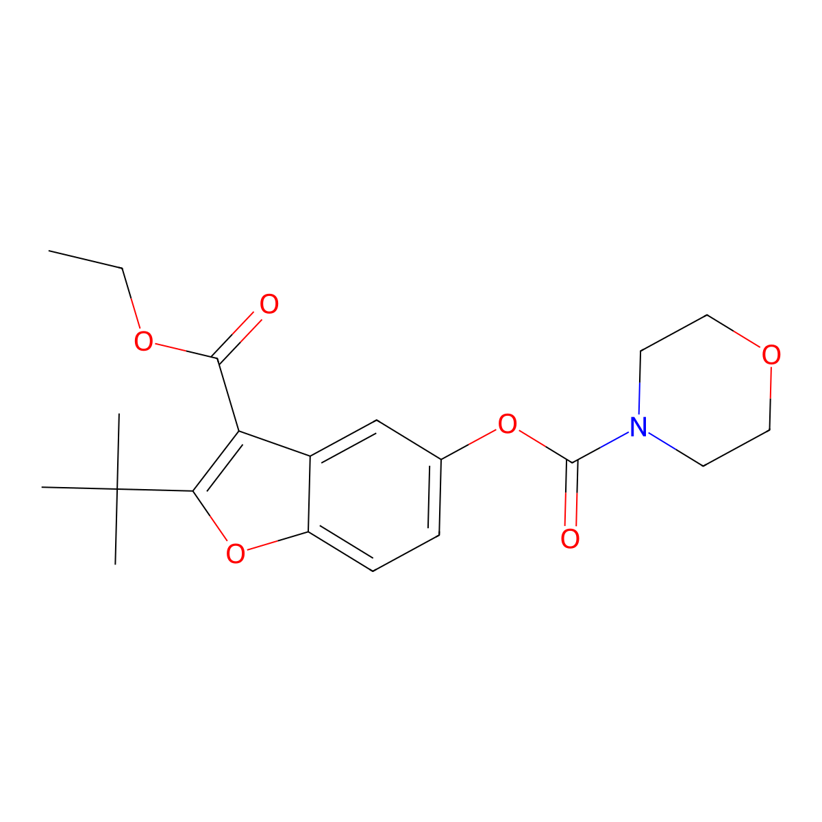 2-Tert-butyl-3-(ethoxycarbonyl)-1-benzofuran-5-yl morpholine-4-carboxylate molecular structure, CAS 434302-70-2