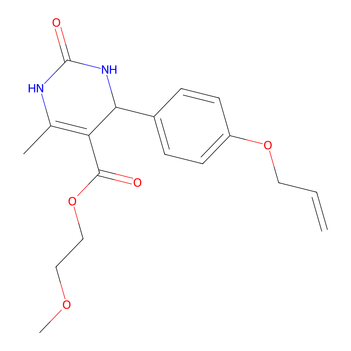 2-Methoxyethyl 4-[4-(allyloxy)phenyl]-6-methyl-2-oxo-1,2,3,4-tetrahydro-5-pyrimidinecarboxylate molecular structure, CAS 434302-89-3