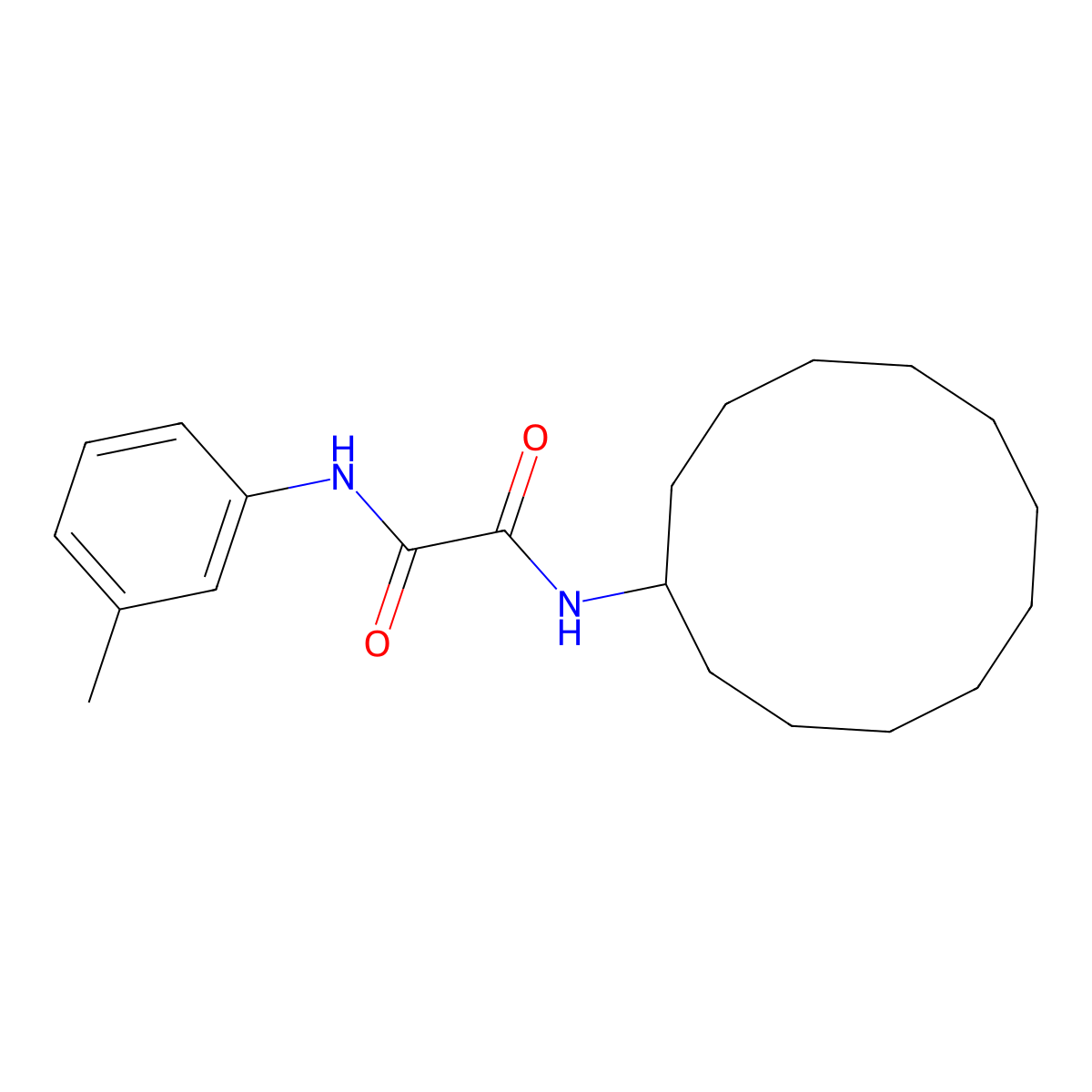 N-cyclododecyl-N'-(3-methylphenyl)oxamide molecular structure, CAS 434302-94-0