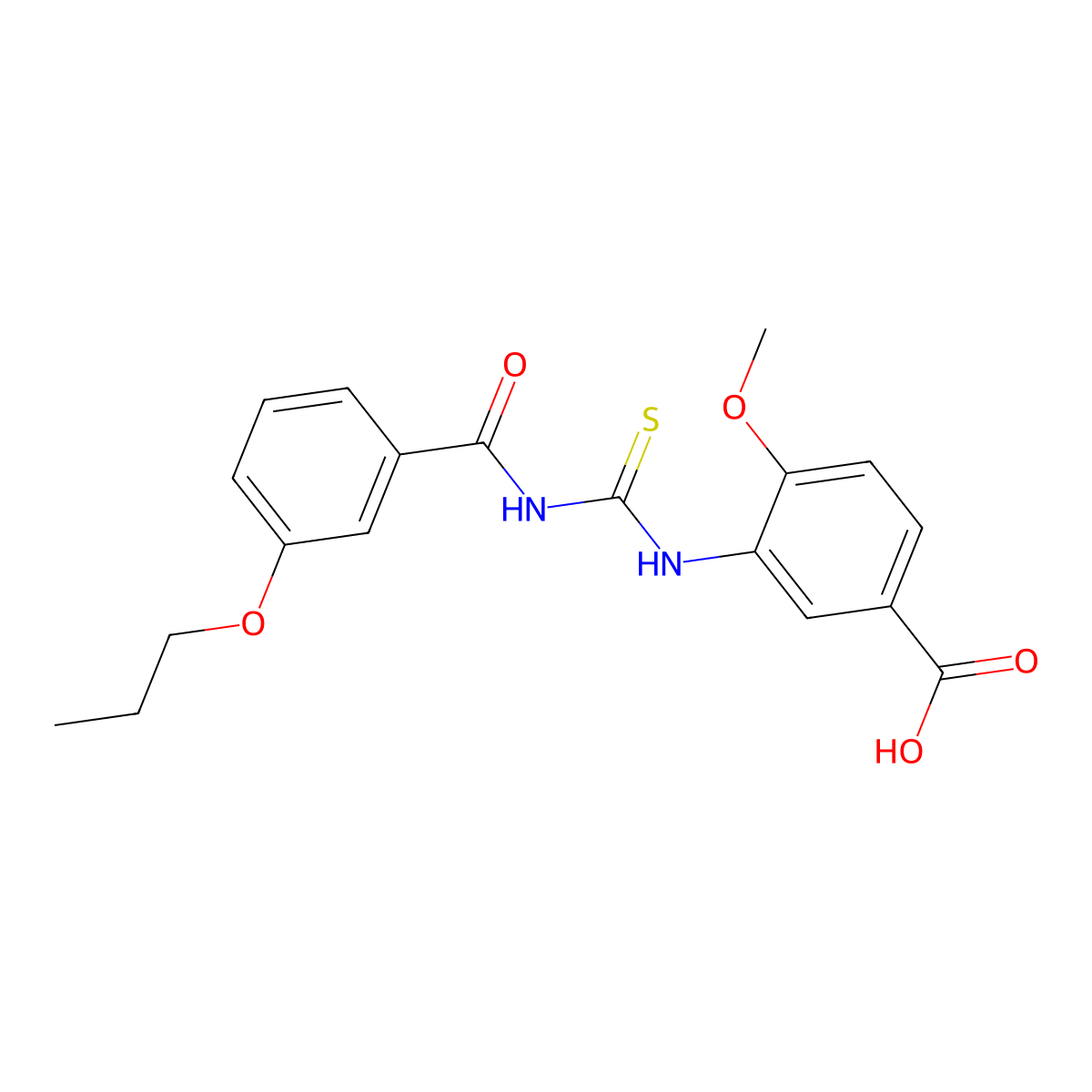 4-Methoxy-3-({[(3-propoxyphenyl)carbonyl]carbamothioyl}amino)benzoic acid molecular structure, CAS 434303-26-1