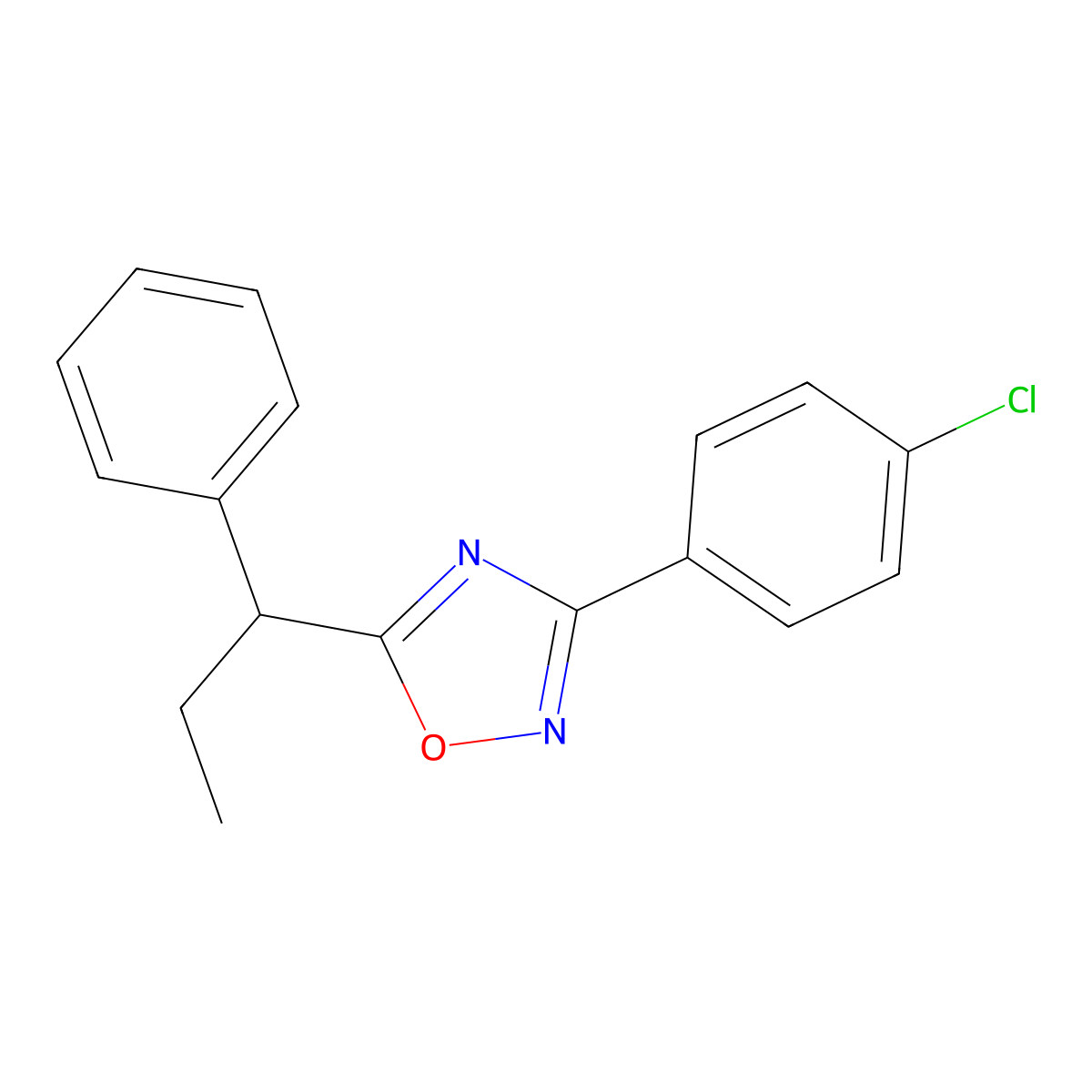 3-(4-Chlorophenyl)-5-(1-phenylpropyl)-1,2,4-oxadiazole molecular structure, CAS 434303-54-5