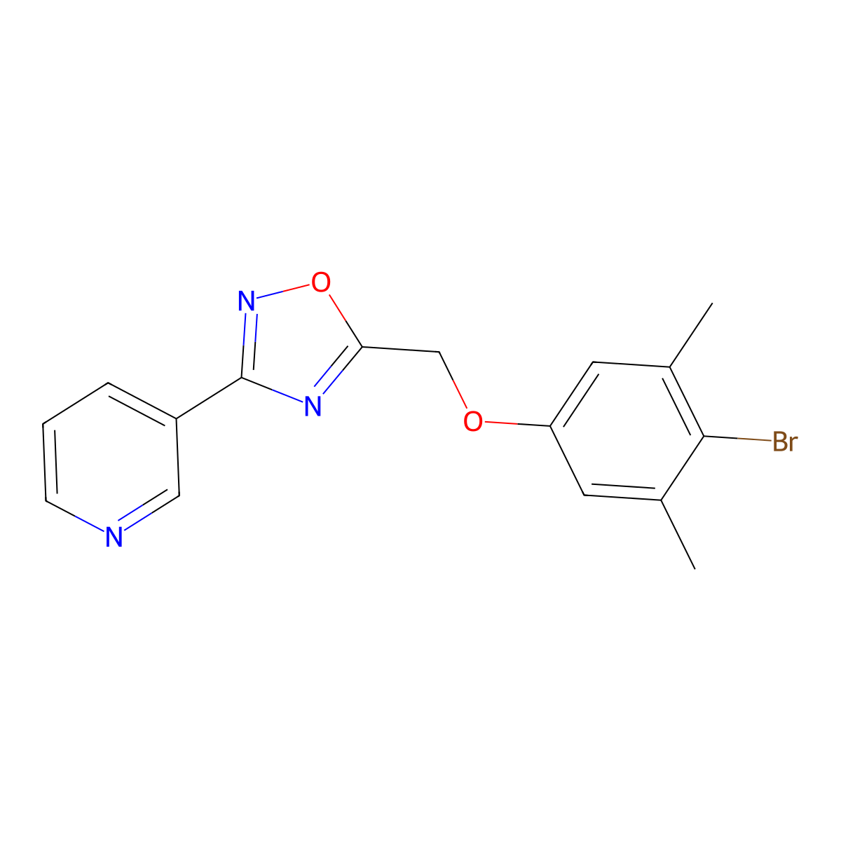 3-{5-[(4-Bromo-3,5-dimethylphenoxy)methyl]-1,2,4-oxadiazol-3-yl}pyridine molecular structure, CAS 434303-59-0
