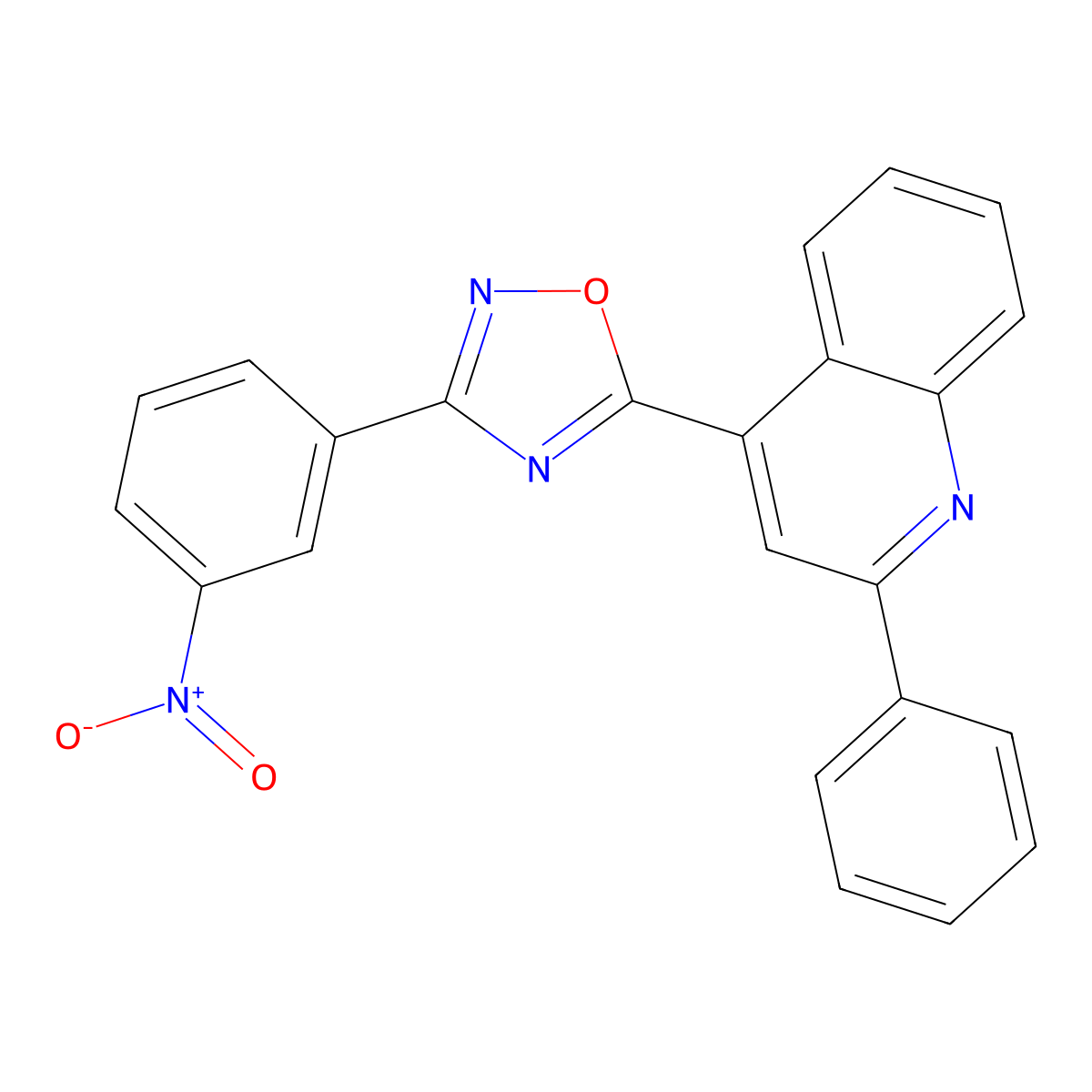 3-(3-Nitrophenyl)-5-(2-phenylquinolin-4-yl)-1,2,4-oxadiazole molecular structure, CAS 434303-73-8