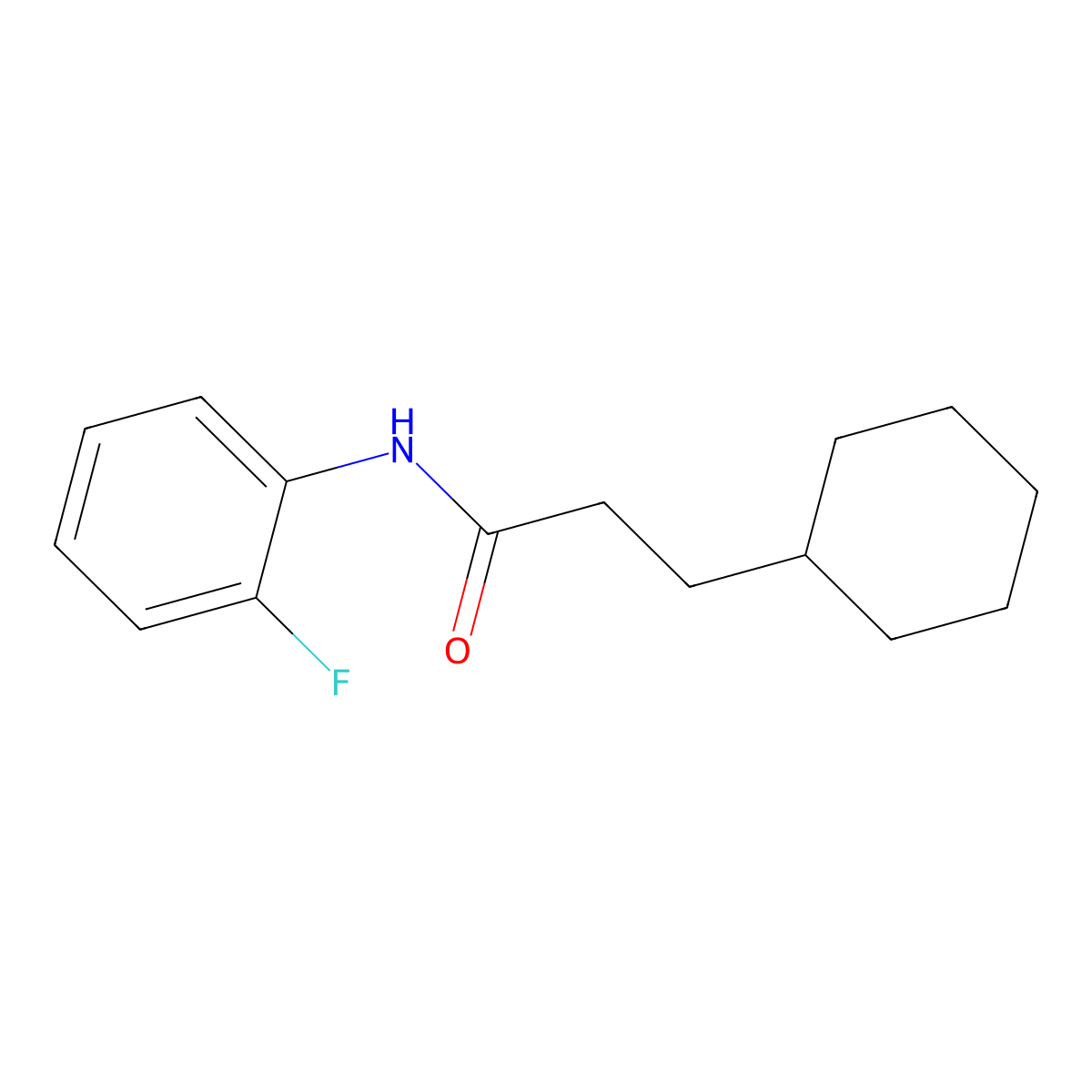 3-cyclohexyl-N-(2-fluorophenyl)propanamide molecular structure, CAS 434303-74-9
