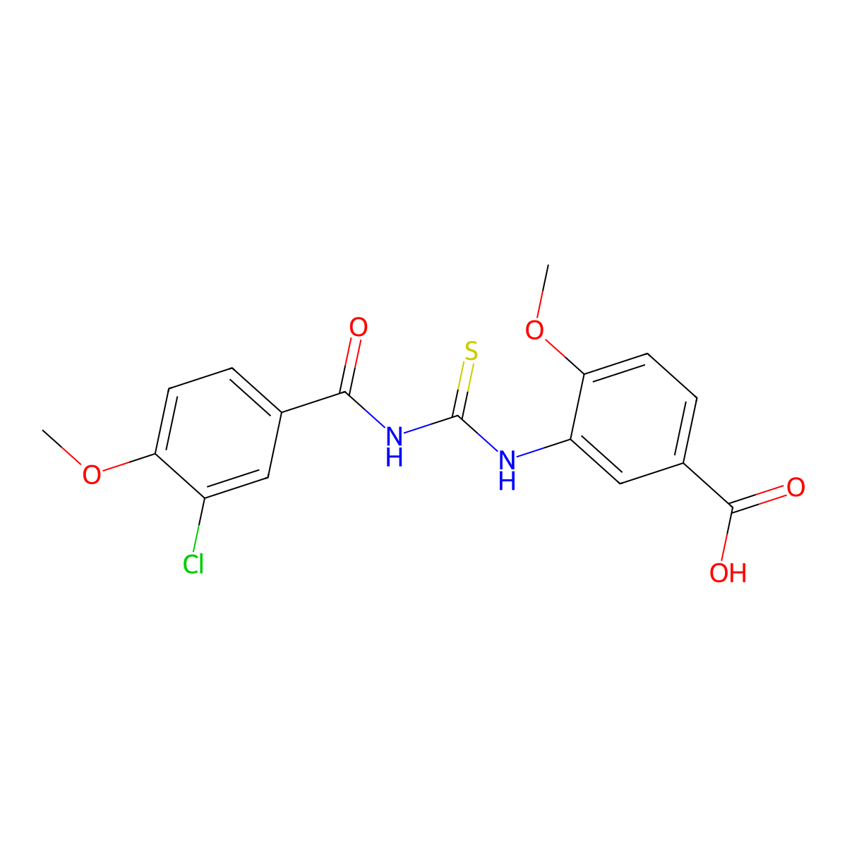 3-({[(3-Chloro-4-methoxyphenyl)carbonyl]carbamothioyl}amino)-4-methoxybenzoic acid molecular structure, CAS 434303-83-0
