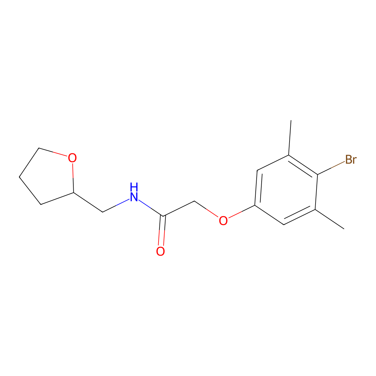 2-(4-bromo-3,5-dimethylphenoxy)-N-(oxolan-2-ylmethyl)acetamide molecular structure, CAS 434303-96-5