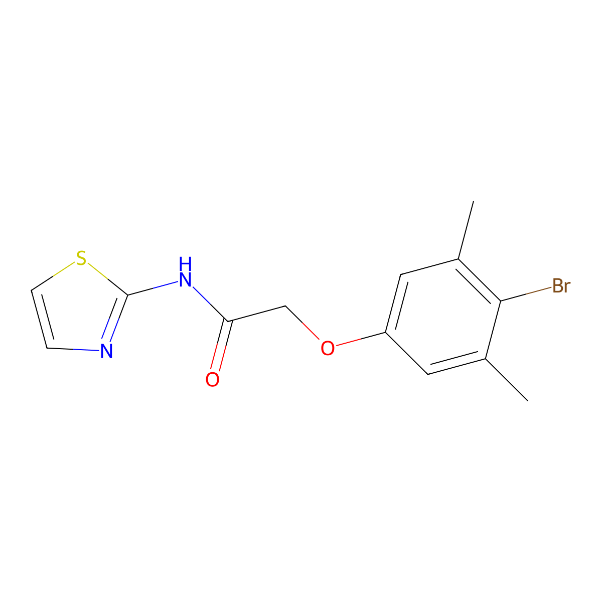 2-(4-bromo-3,5-dimethylphenoxy)-N-(1,3-thiazol-2-yl)acetamide molecular structure, CAS 434304-10-6
