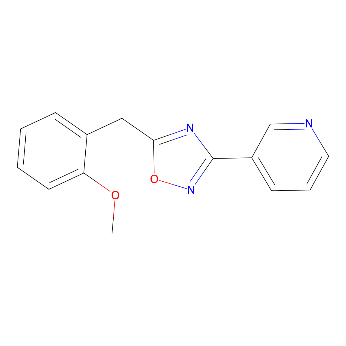 5-[(2-Methoxyphenyl)methyl]-3-pyridin-3-yl-1,2,4-oxadiazole molecular structure, CAS 434304-24-2