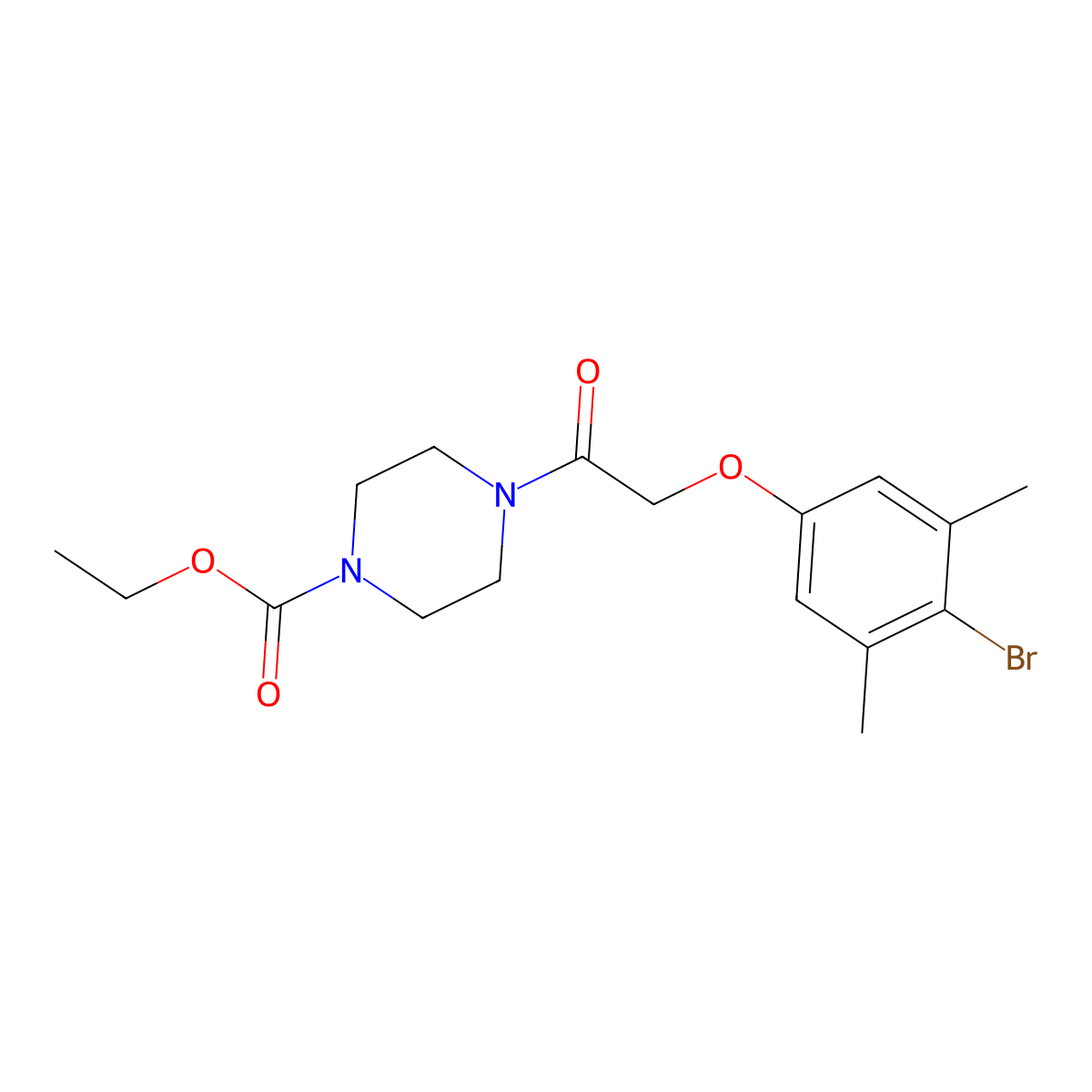 Ethyl 4-[(4-bromo-3,5-dimethylphenoxy)acetyl]piperazine-1-carboxylate molecular structure, CAS 434304-27-5