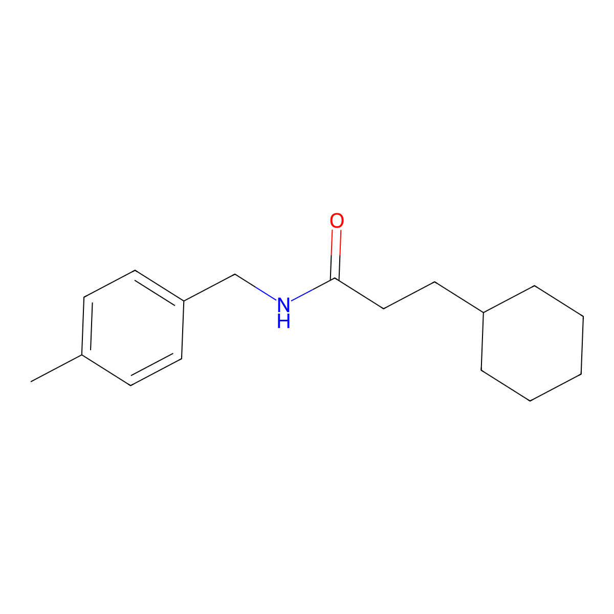 3-cyclohexyl-N-(4-methylbenzyl)propanamide molecular structure, CAS 434304-61-7
