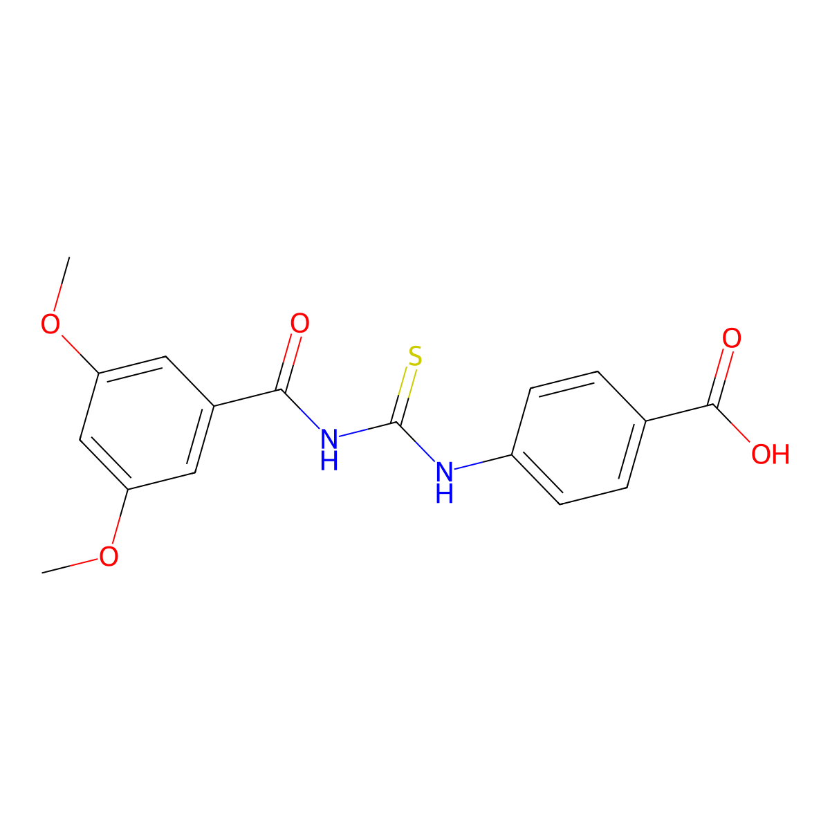 4-({[(3,5-Dimethoxyphenyl)carbonyl]carbamothioyl}amino)benzoic acid molecular structure, CAS 434304-70-8