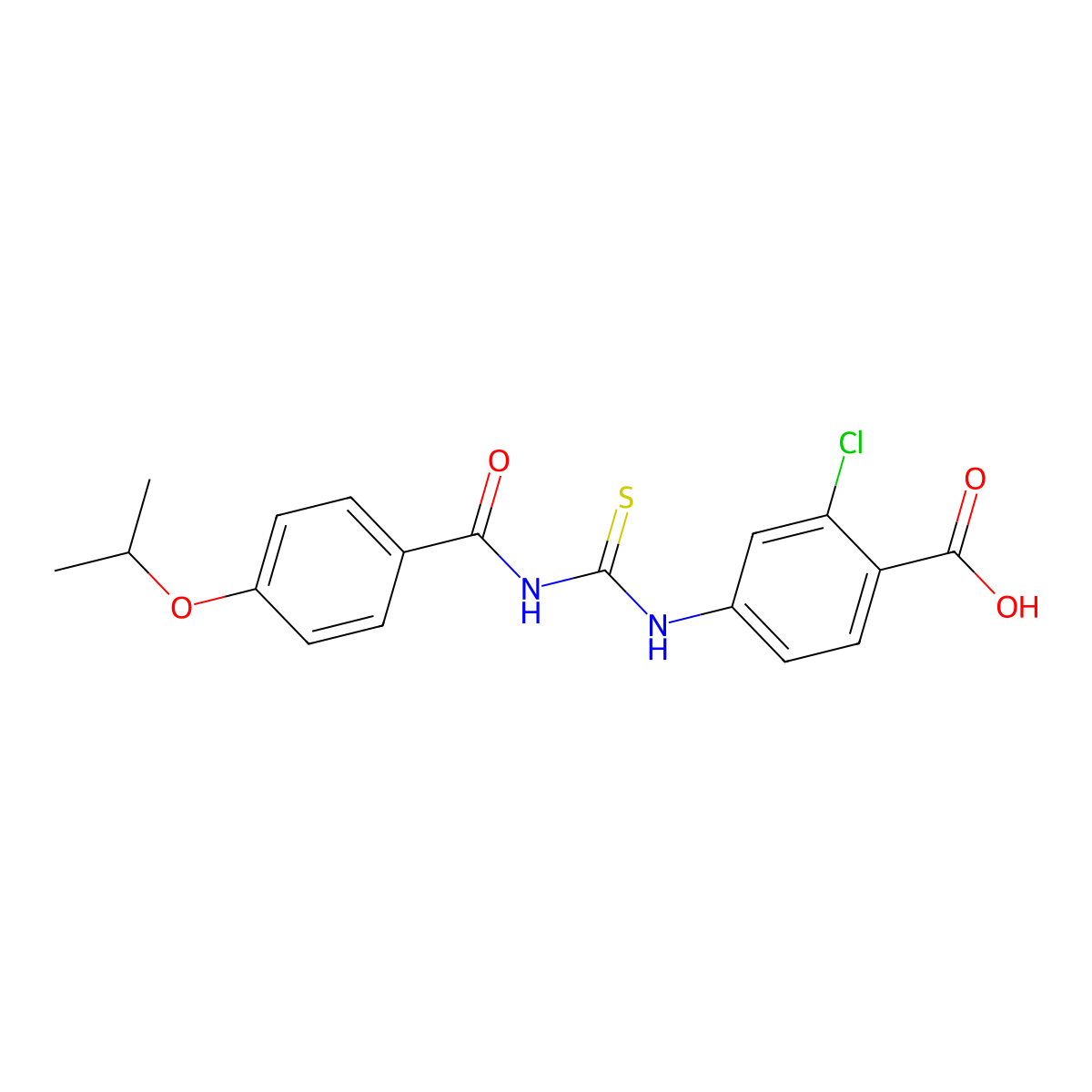 2-Chloro-4-[({[4-(propan-2-yloxy)phenyl]carbonyl}carbamothioyl)amino]benzoic acid molecular structure, CAS 434304-79-7