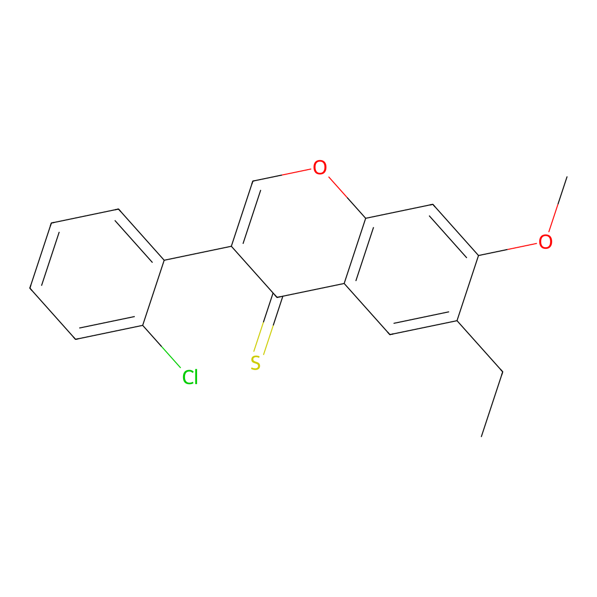 3-(2-Chlorophenyl)-6-ethyl-7-methoxychromene-4-thione molecular structure, CAS 434304-91-3
