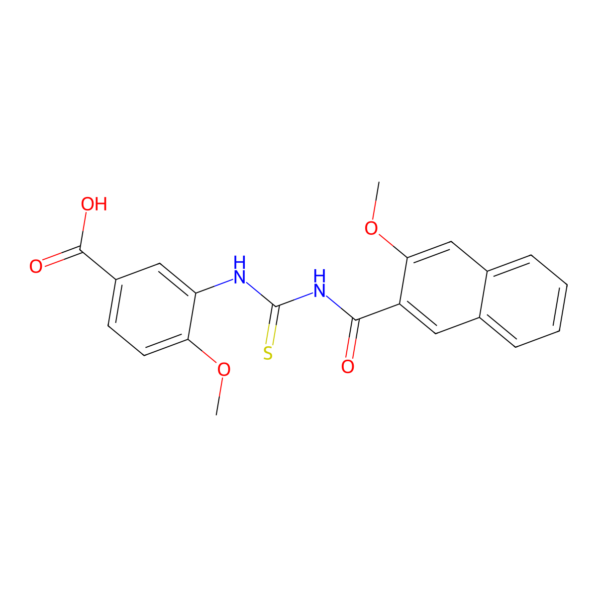 4-Methoxy-3-({[(3-methoxynaphthalen-2-yl)carbonyl]carbamothioyl}amino)benzoic acid molecular structure, CAS 434304-96-8