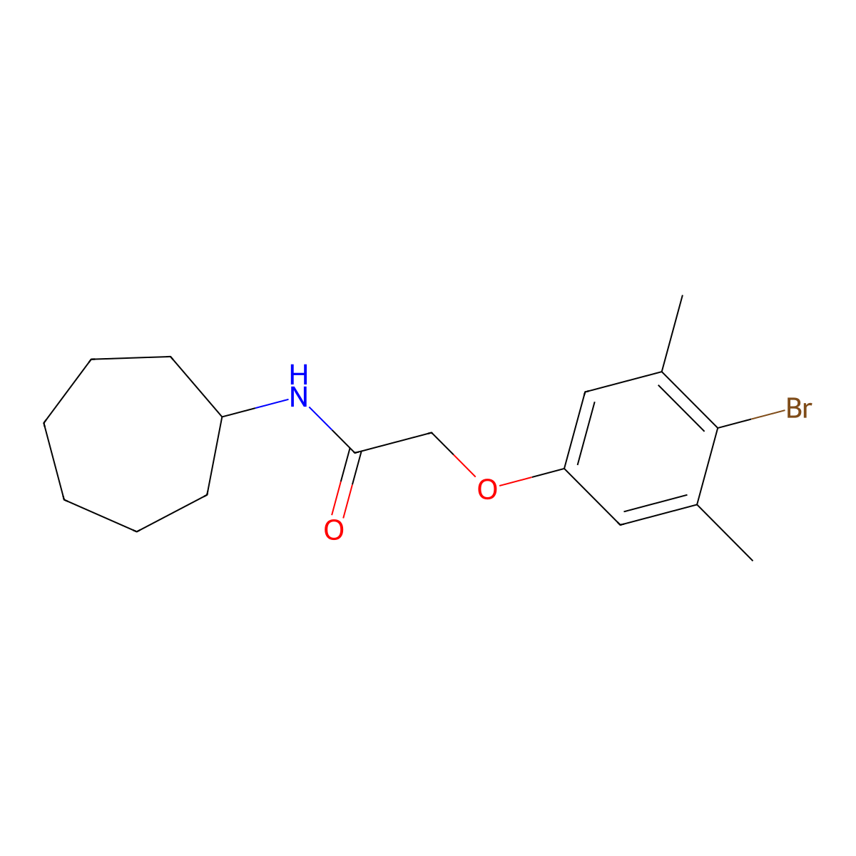 2-(4-bromo-3,5-dimethylphenoxy)-N-cycloheptylacetamide molecular structure, CAS 434305-10-9