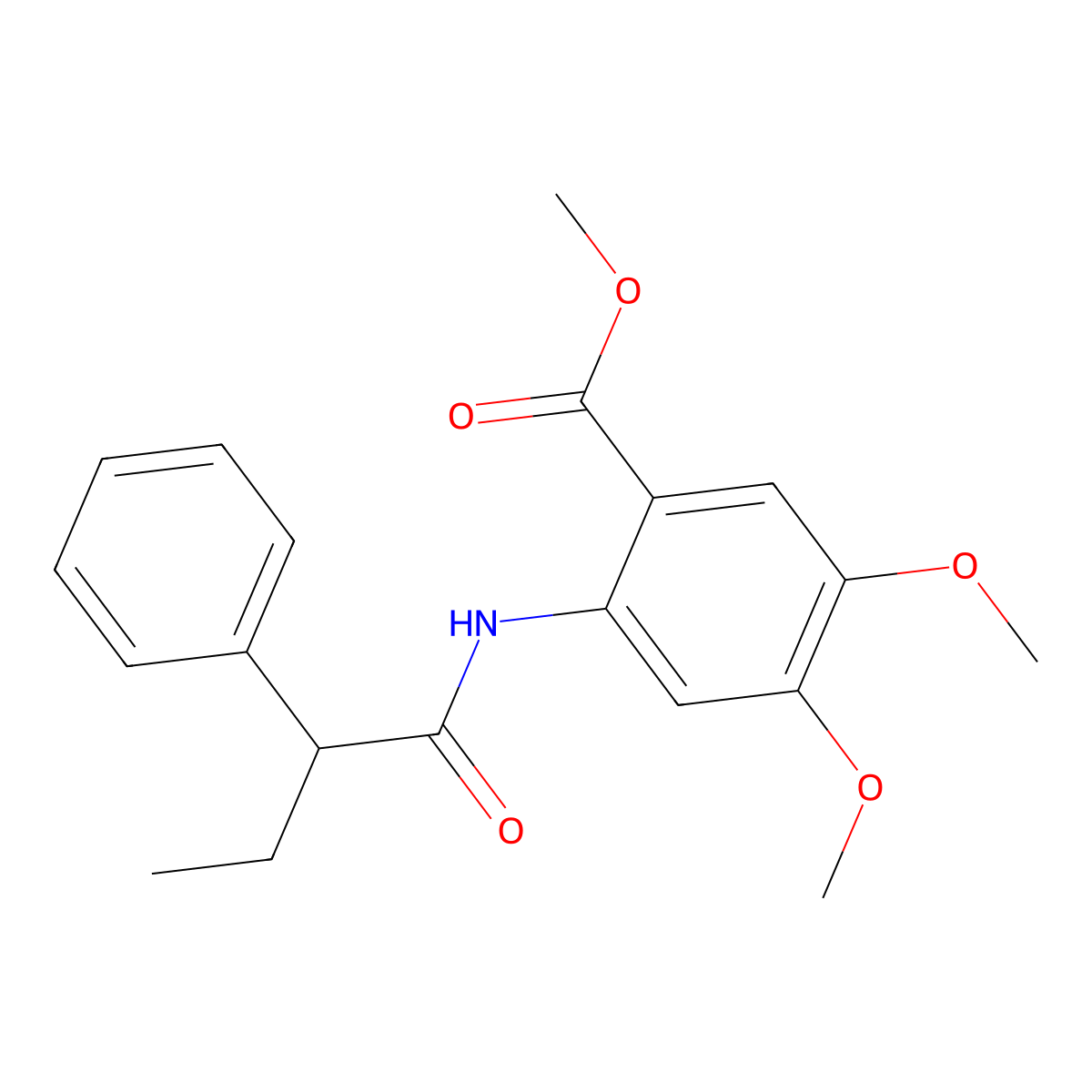 Methyl 4,5-dimethoxy-2-[(2-phenylbutanoyl)amino]benzoate molecular structure, CAS 434305-11-0