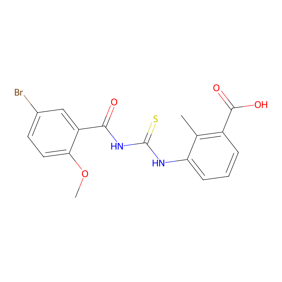 3-({[(5-Bromo-2-methoxyphenyl)carbonyl]carbamothioyl}amino)-2-methylbenzoic acid molecular structure, CAS 434305-20-1