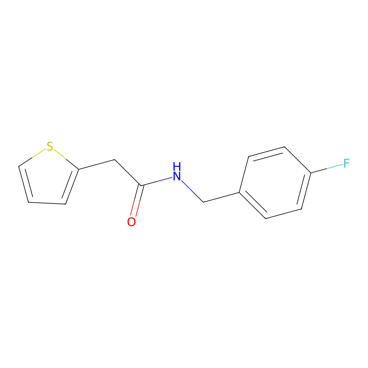 N-[(4-fluorophenyl)methyl]-2-thiophen-2-ylacetamide molecular structure, CAS 434305-31-4