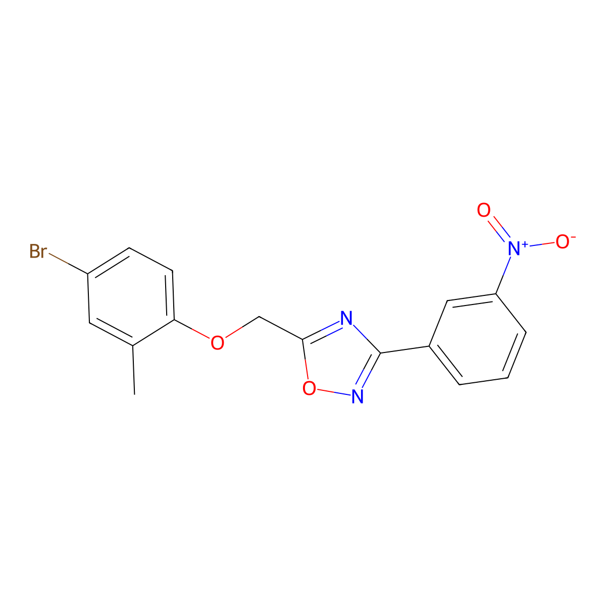 5-[(4-Bromo-2-methylphenoxy)methyl]-3-(3-nitrophenyl)-1,2,4-oxadiazole molecular structure, CAS 434305-59-6