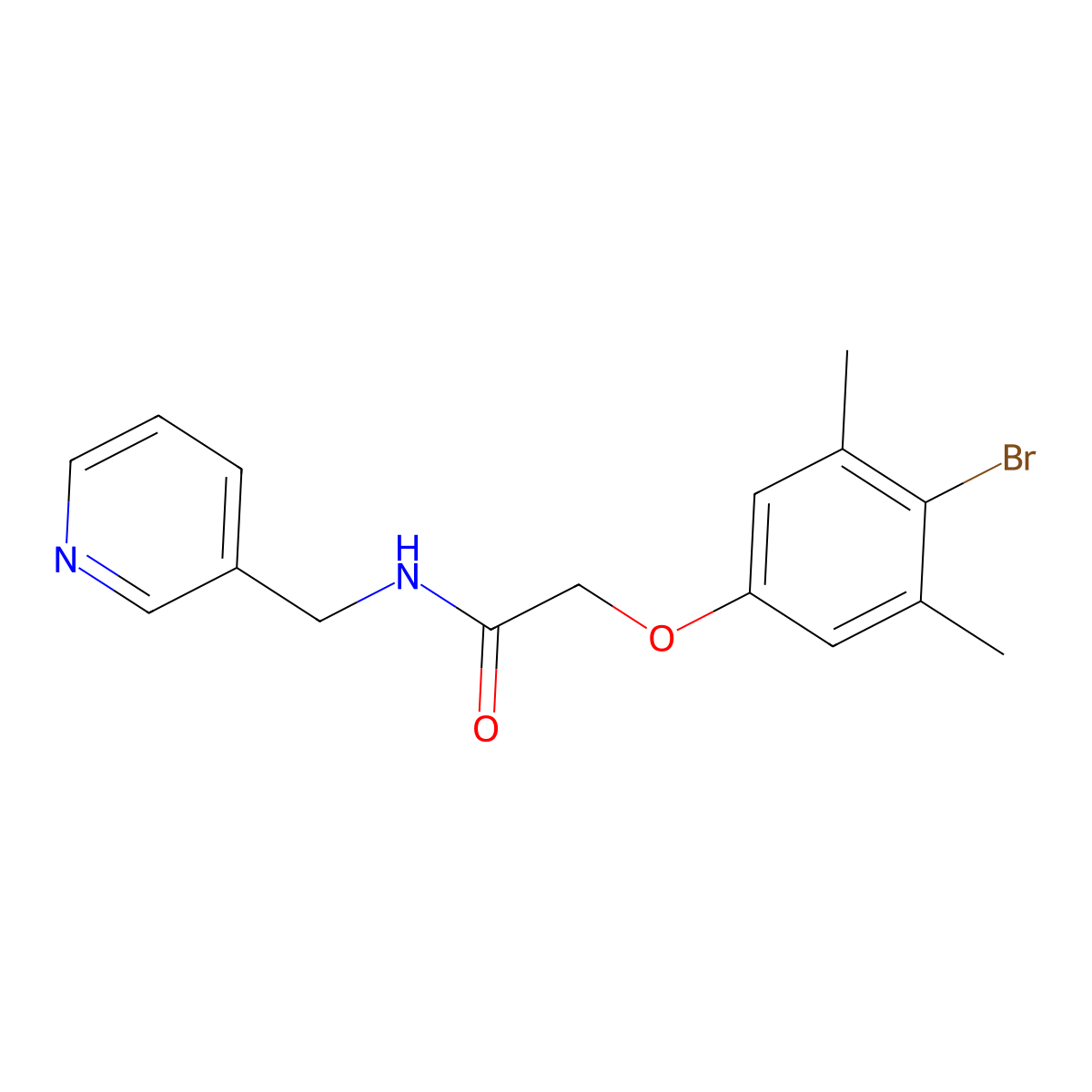 2-(4-bromo-3,5-dimethylphenoxy)-N-(pyridin-3-ylmethyl)acetamide molecular structure, CAS 434305-77-8