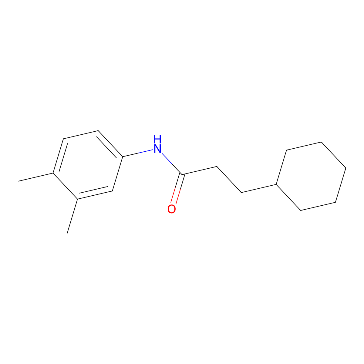 3-cyclohexyl-N-(3,4-dimethylphenyl)propanamide molecular structure, CAS 434305-86-9