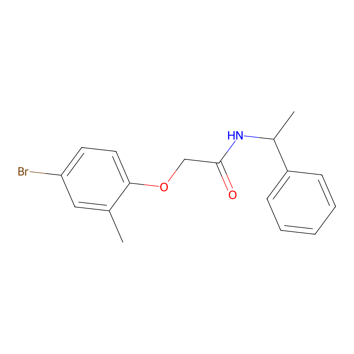 2-(4-bromo-2-methylphenoxy)-N-(1-phenylethyl)acetamide molecular structure, CAS 434305-89-2