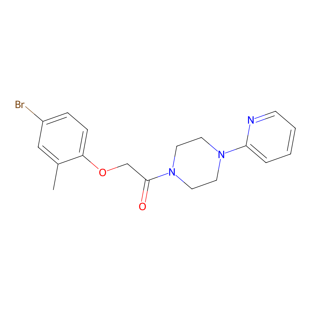 2-(4-Bromo-2-methylphenoxy)-1-(4-pyridin-2-ylpiperazin-1-yl)ethanone molecular structure, CAS 434306-05-5