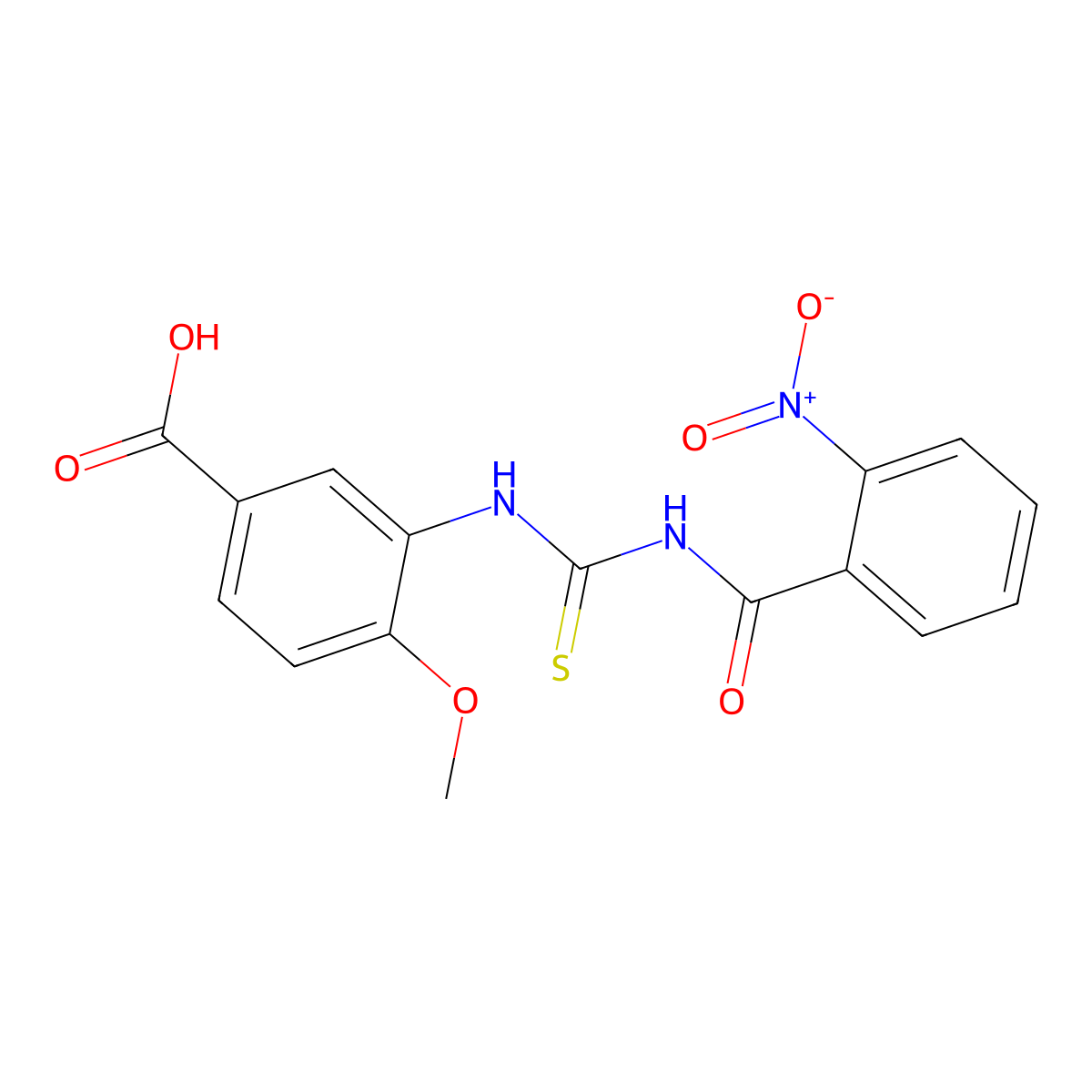 4-Methoxy-3-({[(2-nitrophenyl)carbonyl]carbamothioyl}amino)benzoic acid molecular structure, CAS 434306-13-5