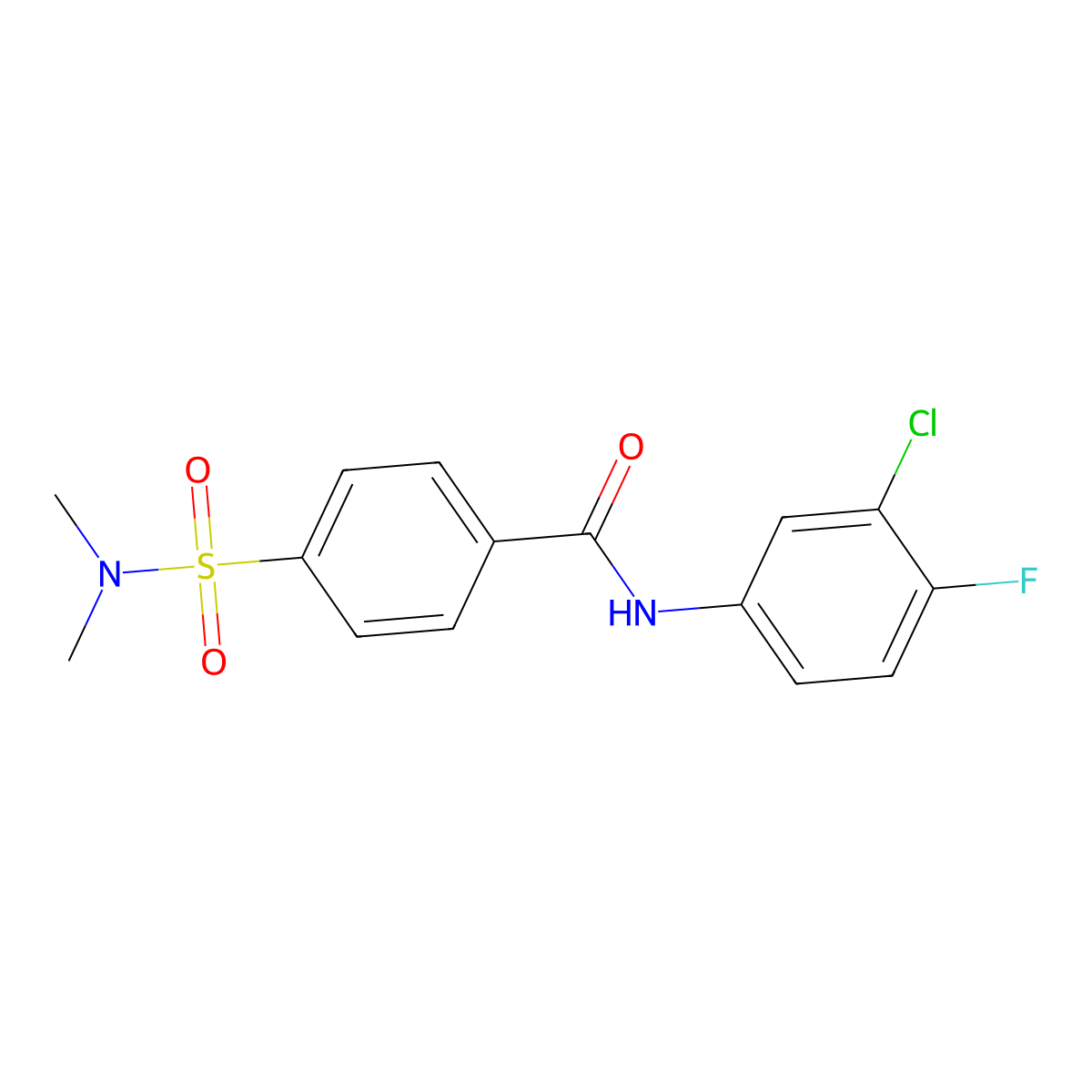N-(3-chloro-4-fluorophenyl)-4-(dimethylsulfamoyl)benzamide molecular structure, CAS 434306-27-1