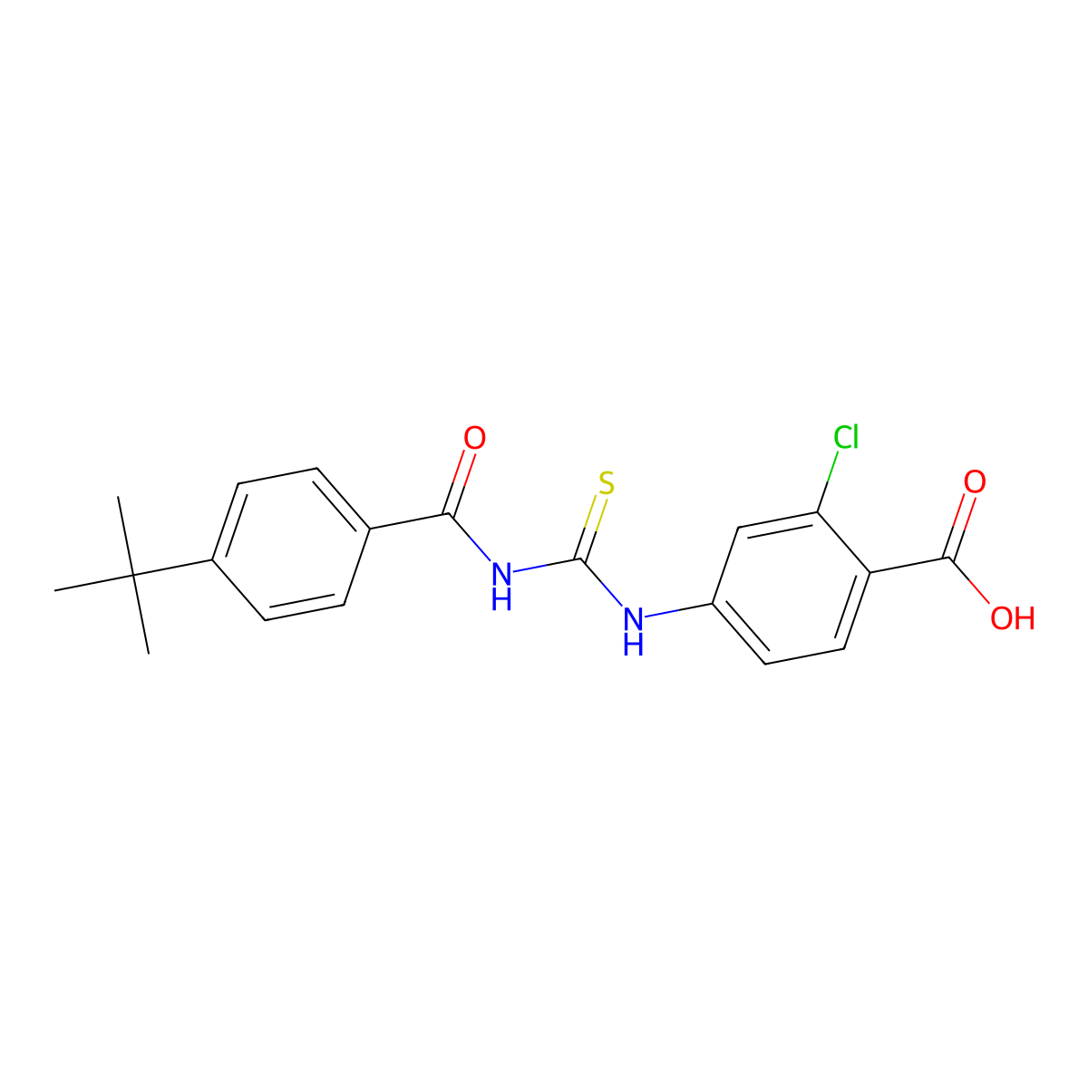 4-({[(4-Tert-butylphenyl)carbonyl]carbamothioyl}amino)-2-chlorobenzoic acid molecular structure, CAS 434306-43-1