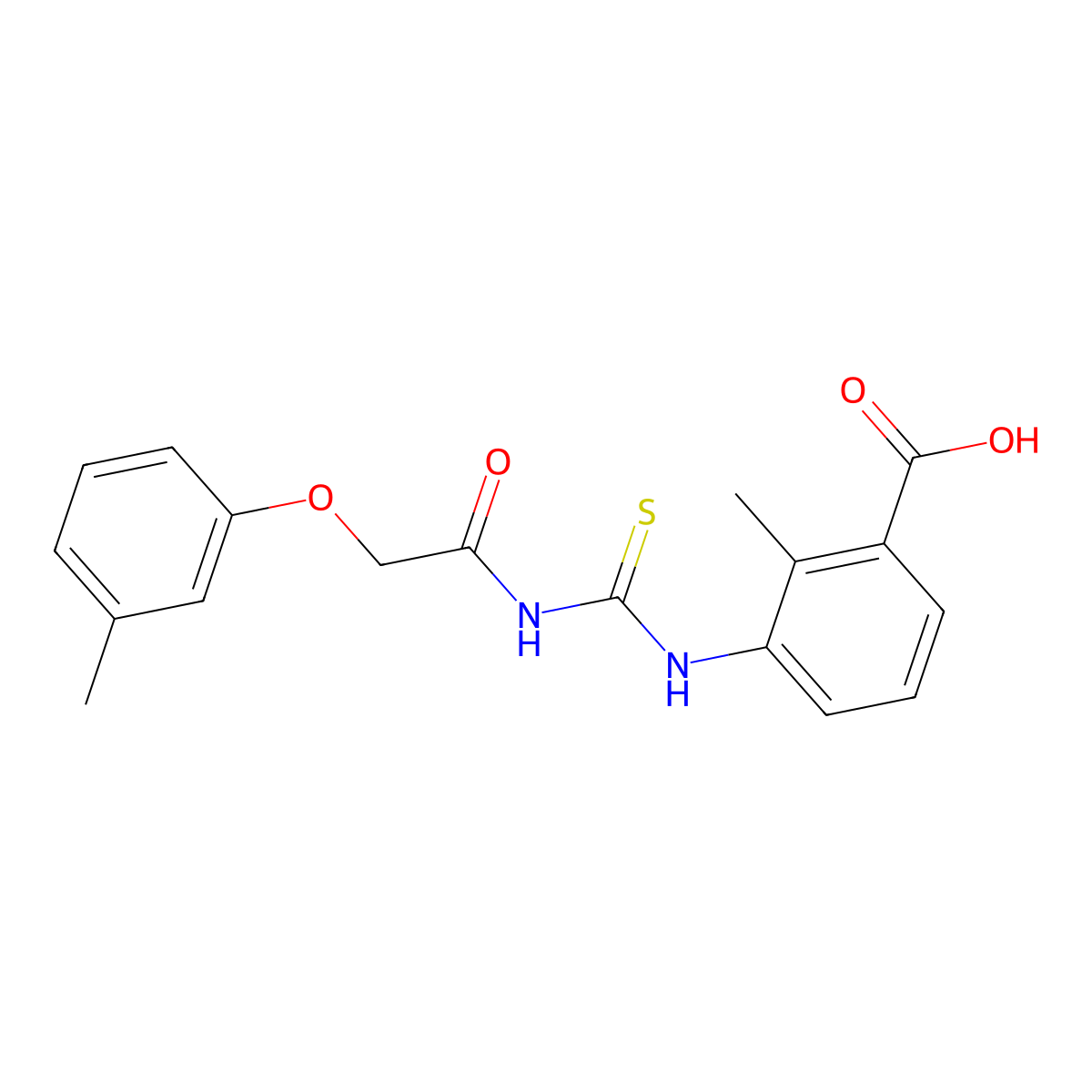 2-Methyl-3-({[(3-methylphenoxy)acetyl]carbamothioyl}amino)benzoic acid molecular structure, CAS 434306-61-3
