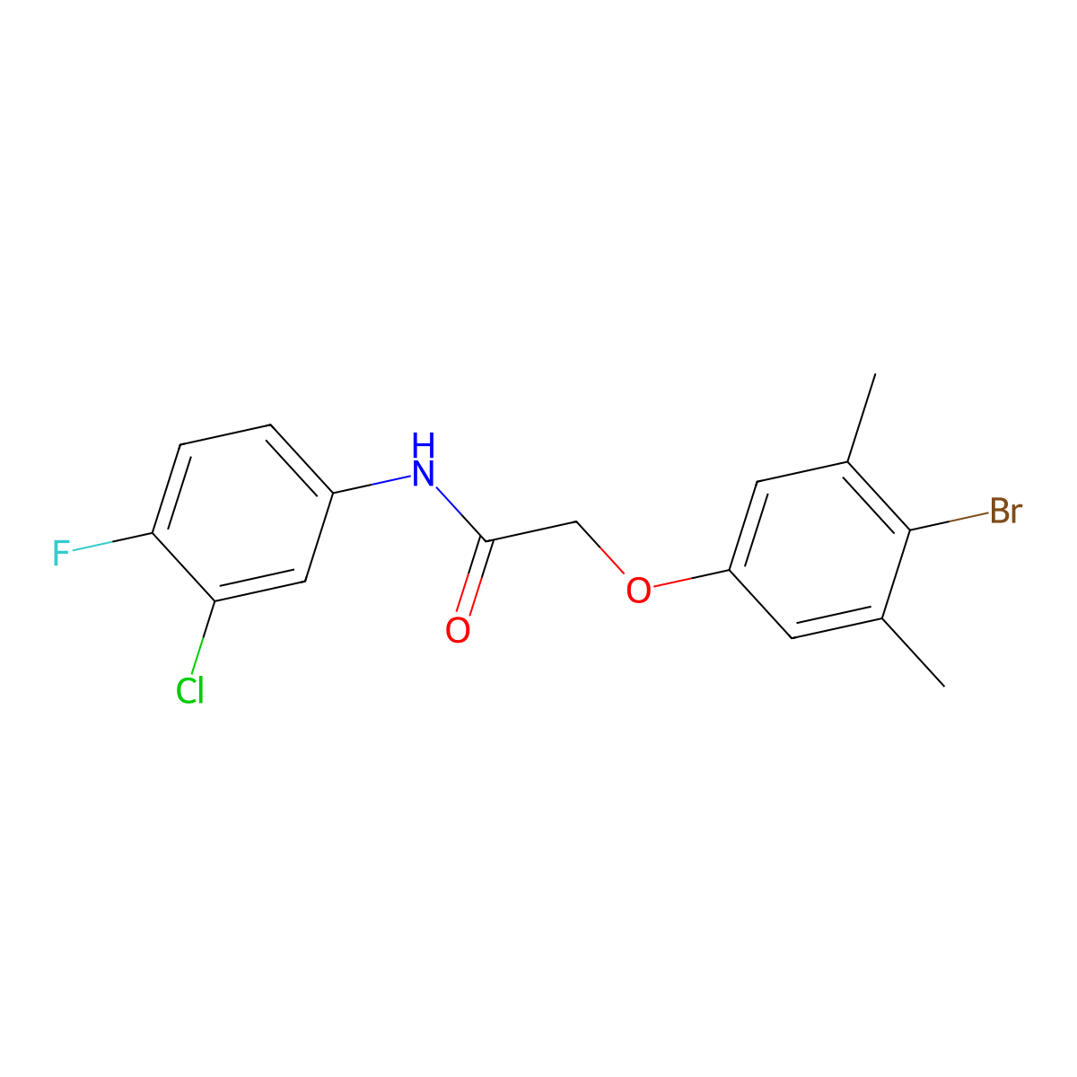 2-(4-bromo-3,5-dimethylphenoxy)-N-(3-chloro-4-fluorophenyl)acetamide molecular structure, CAS 434306-75-9