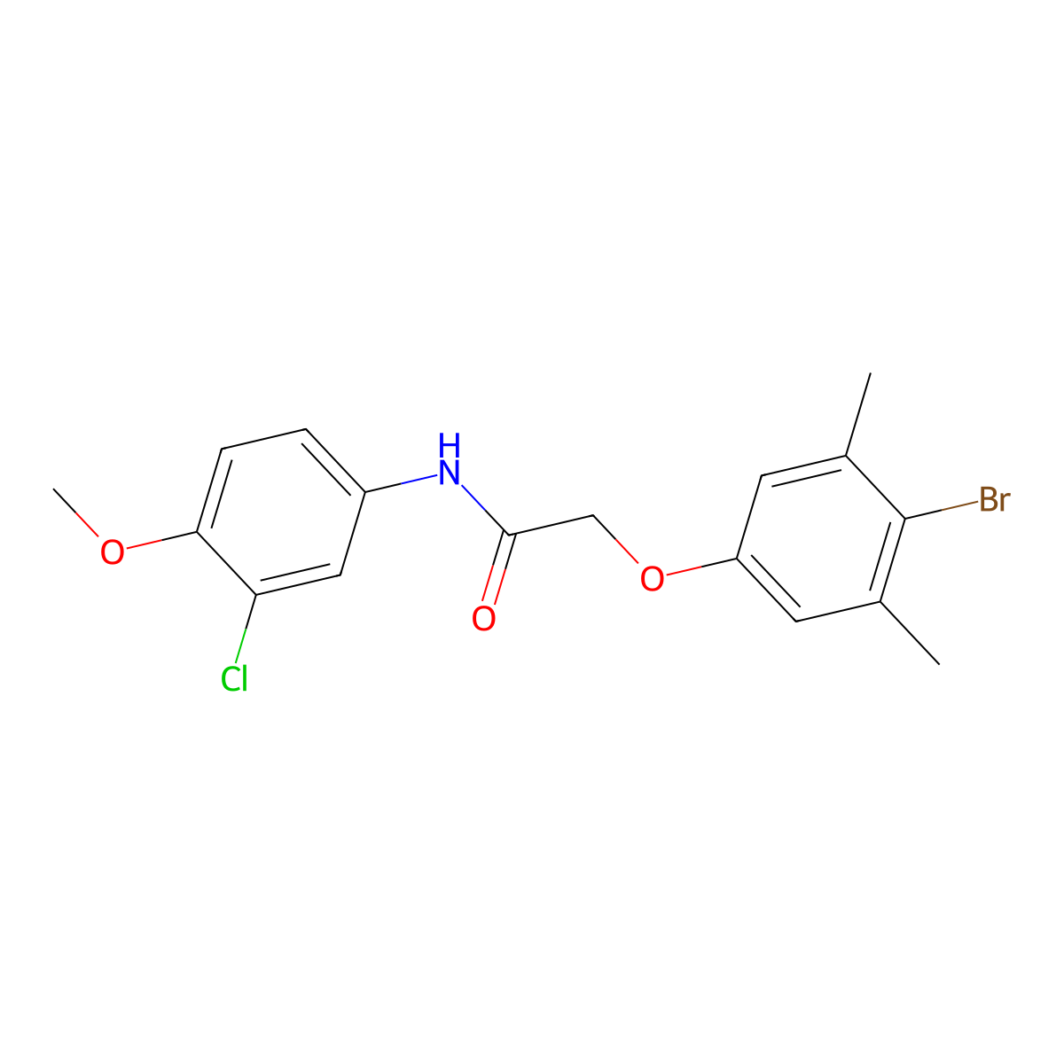 2-(4-bromo-3,5-dimethylphenoxy)-N-(3-chloro-4-methoxyphenyl)acetamide molecular structure, CAS 434307-37-6