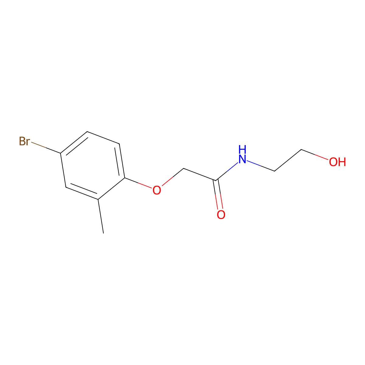 2-(4-bromo-2-methylphenoxy)-N-(2-hydroxyethyl)acetamide molecular structure, CAS 434307-47-8