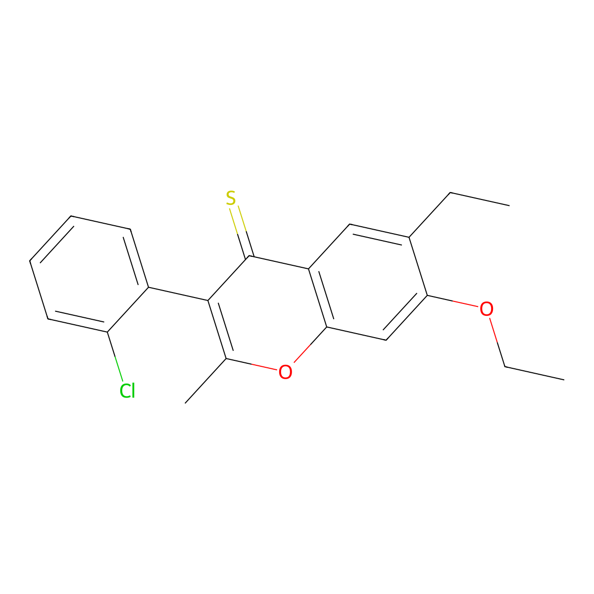 3-(2-Chlorophenyl)-7-ethoxy-6-ethyl-2-methylchromene-4-thione molecular structure, CAS 434307-65-0