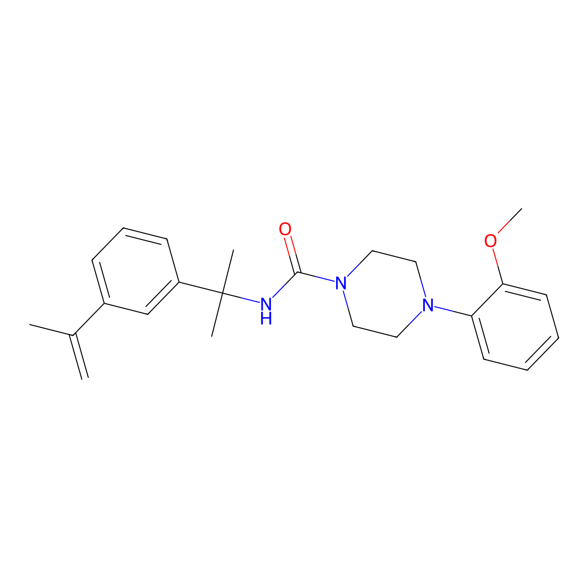 4-(2-methoxyphenyl)-N-[2-(3-prop-1-en-2-ylphenyl)propan-2-yl]piperazine-1-carboxamide molecular structure, CAS 434307-68-3