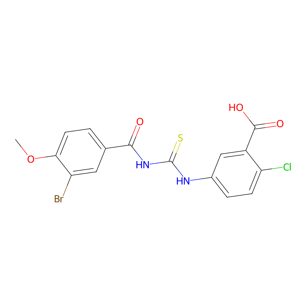 5-[(3-Bromo-4-methoxybenzoyl)carbamothioylamino]-2-chlorobenzoic acid molecular structure, CAS 434307-81-0