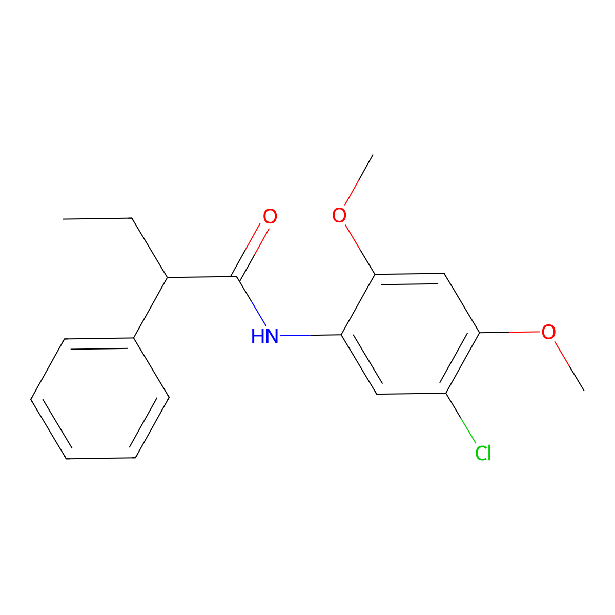 N-(5-chloro-2,4-dimethoxyphenyl)-2-phenylbutanamide molecular structure, CAS 434307-93-4