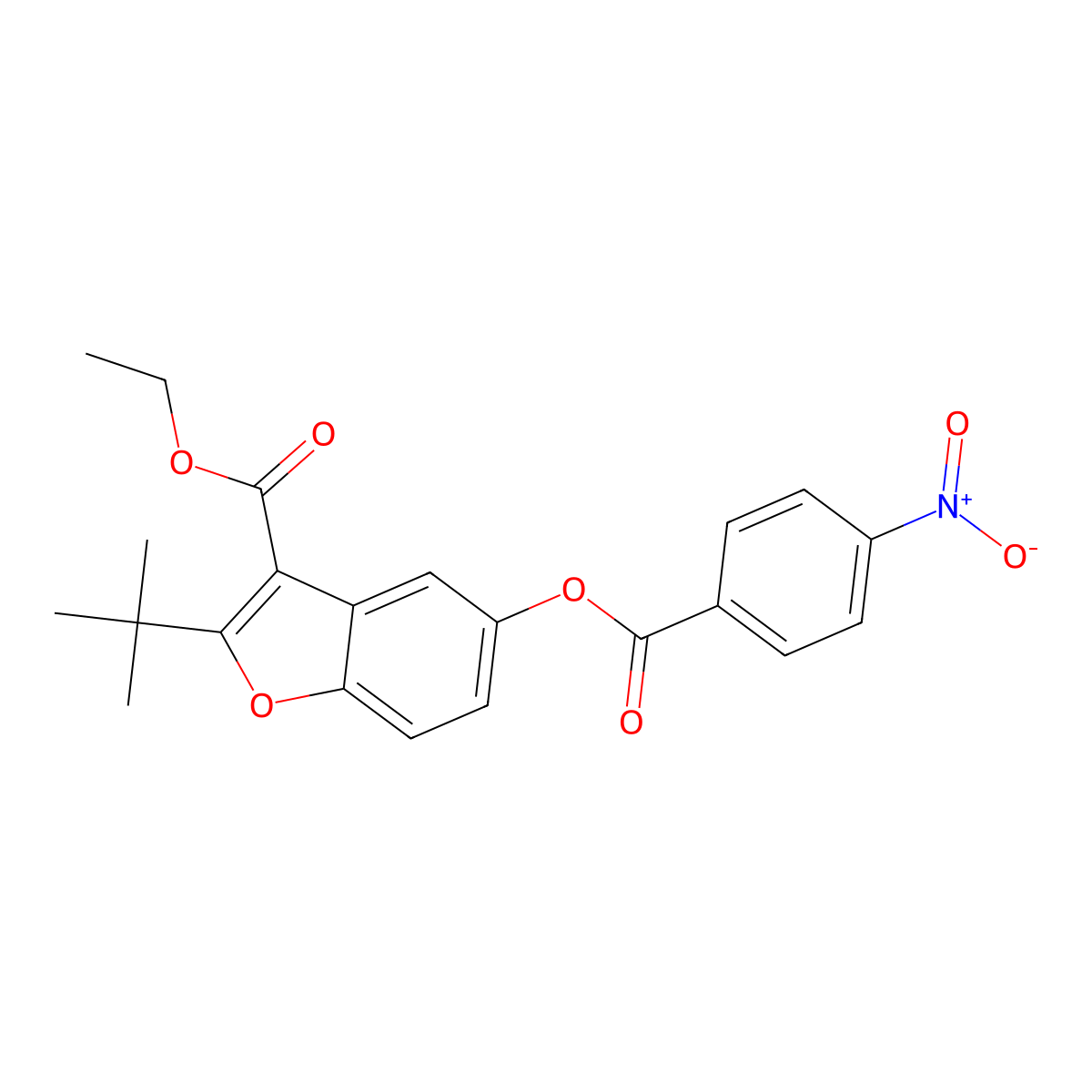 2-(Tert-butyl)-3-(ethoxycarbonyl)benzo[b]furan-5-yl 4-nitrobenzoate molecular structure, CAS 434307-95-6