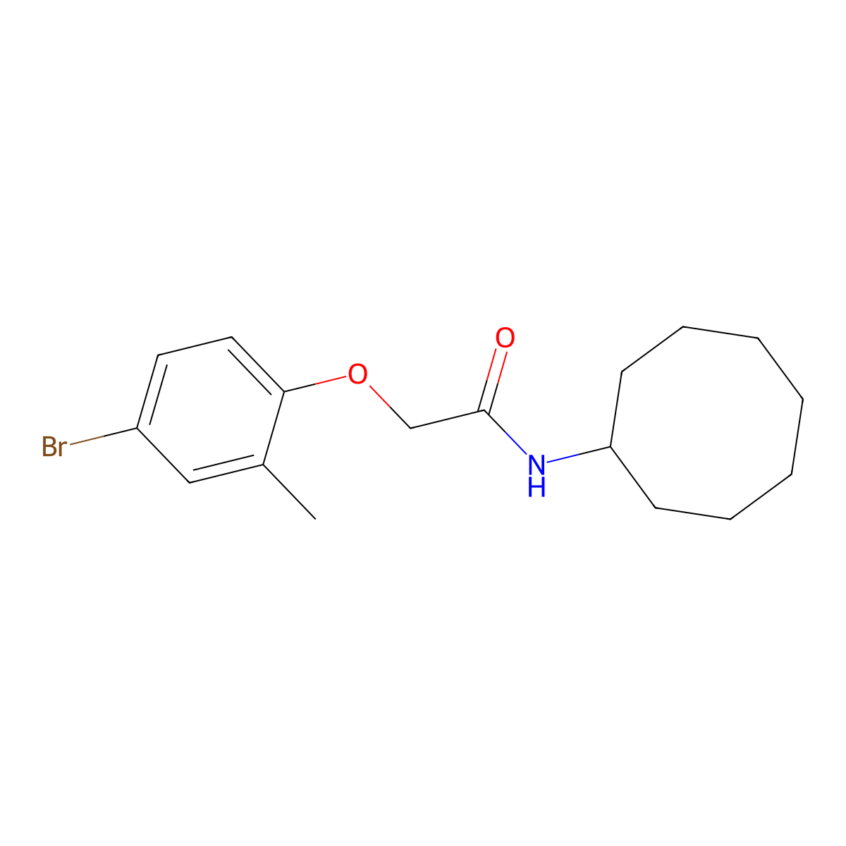 2-(4-bromo-2-methylphenoxy)-N-cyclooctylacetamide molecular structure, CAS 434308-01-7