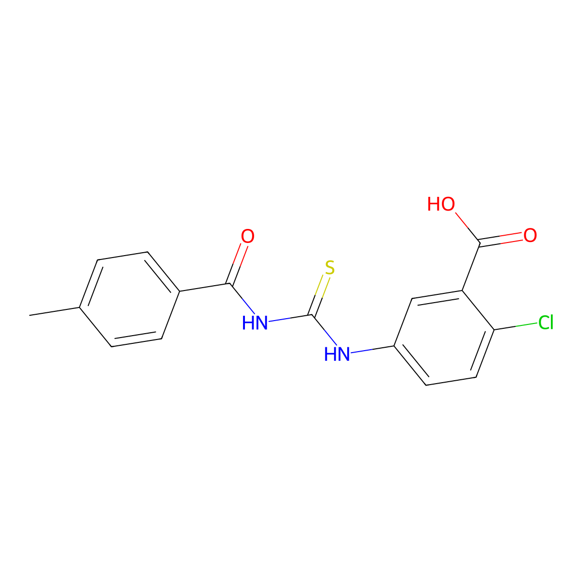 2-Chloro-5-[(4-methylbenzoyl)carbamothioylamino]benzoic acid molecular structure, CAS 434308-32-4